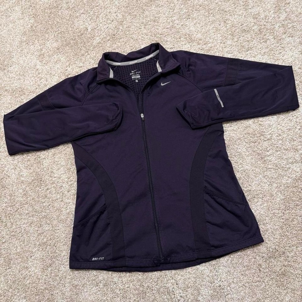 Vinatge Nike Dri-FIT Running Full-Zip Jacket | Deep Purple Performance Mesh‎ | M